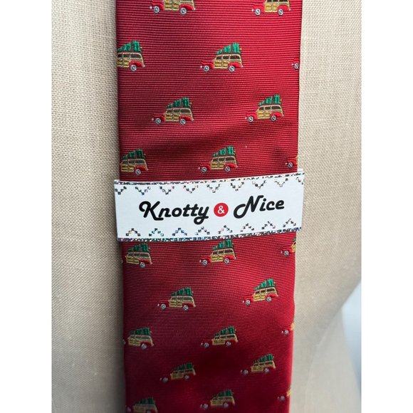 Knotty and Nice Woody Van Christmas Tie OS Red Christmas Polyester - Picture 2 of 16